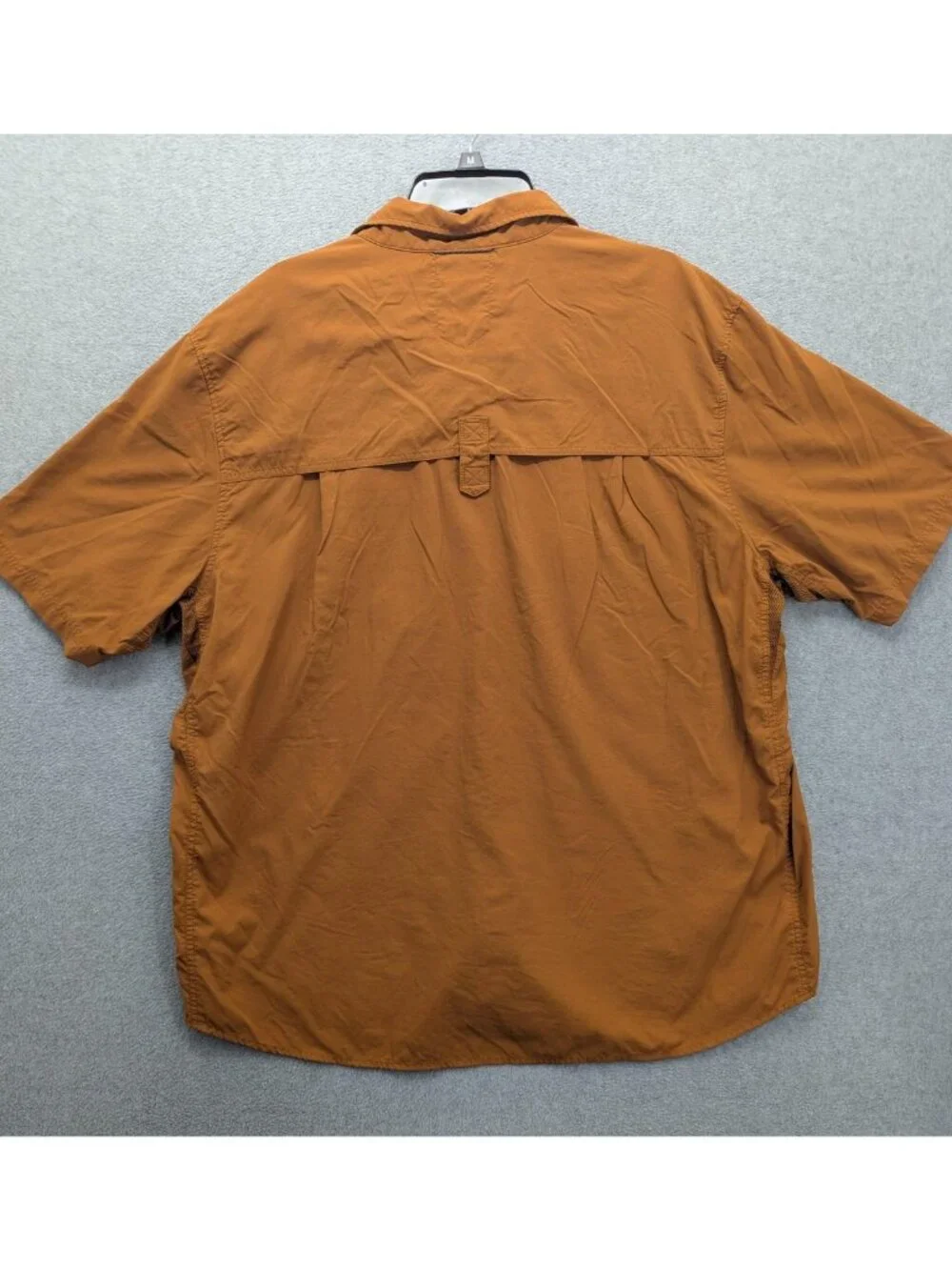 REI Shirt Mens 2XL Orange Nylon Short Sleeve Button Up Hiking Fishing Vented